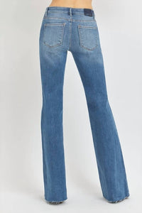 Risen - Mila Mid Rise Flare Raw Cut Hem Jeans