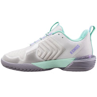 K-Swiss Women's Ultrashot 3 Tennis Shoe in nimbus cloud lilac gray neon purple - women's shoe - detail view