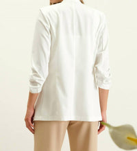 The Workshop Studio - Collarless Quarter Ruched Sleeve Longline Blazer