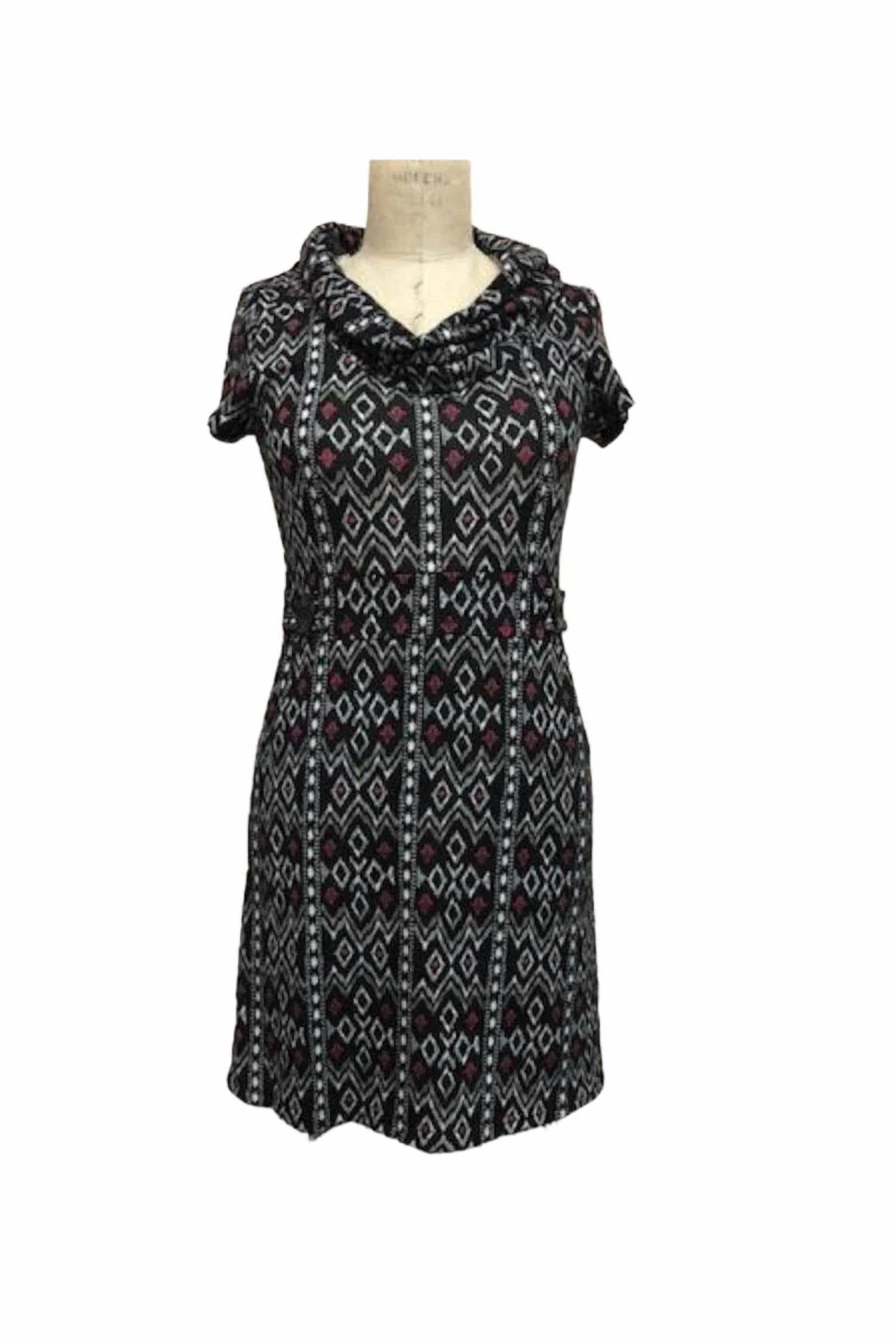 Papillon - Women's Aztec Print Short Sleeve Sweater Dresss