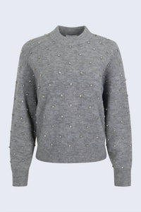 PISTOLA Aura Relaxed Crewneck Sweater in charcoal diamond - women's sweater - detail view