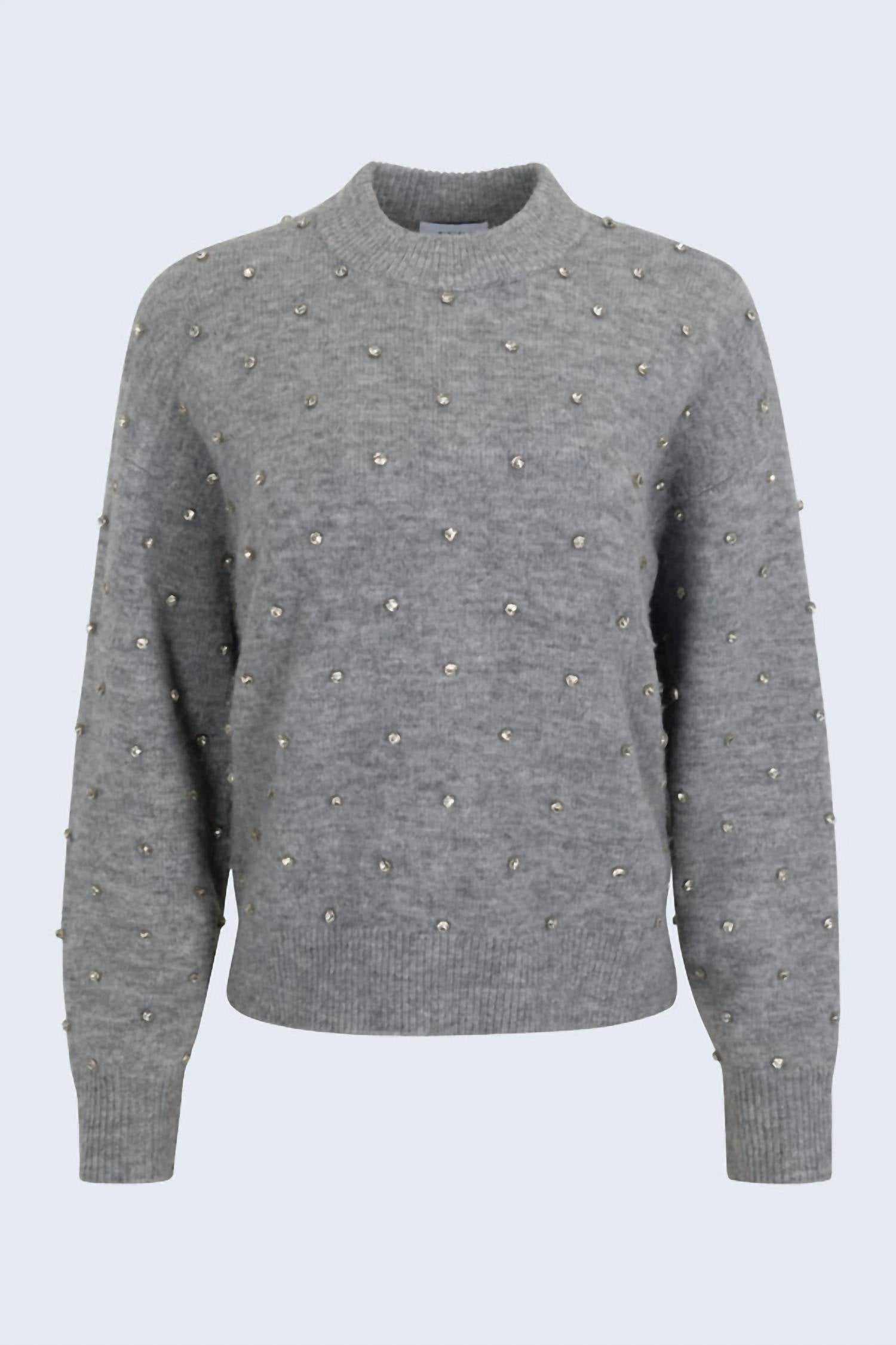 PISTOLA Aura Relaxed Crewneck Sweater in charcoal diamond - women's sweater - detail view