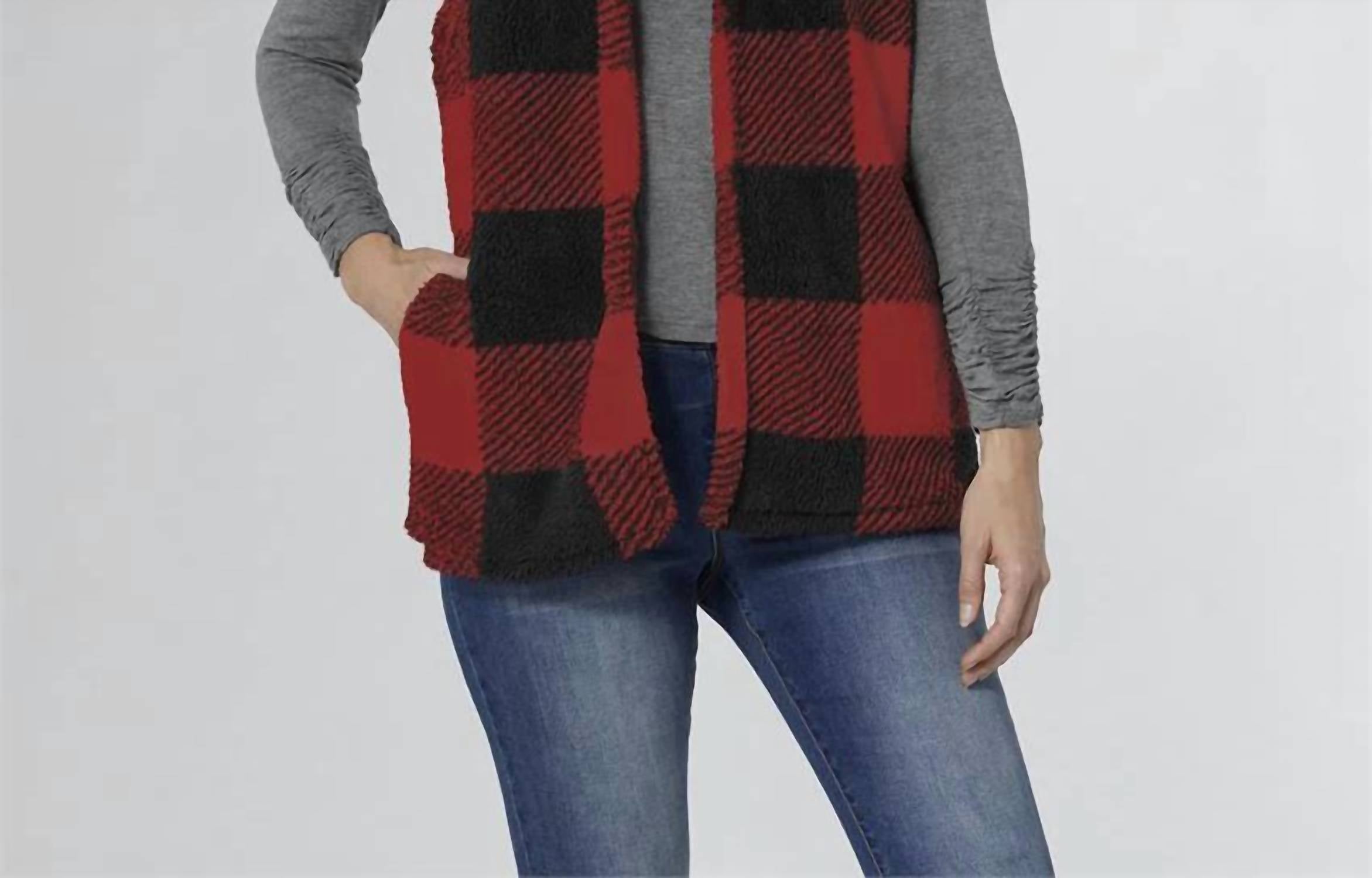 Coco + Carmen - Nancy Plaid Hooded Vest