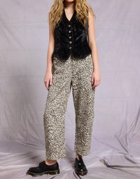 Mimosa Leopard Print Barrel Leg Denim Jeans in grey - women's jeans - view 5