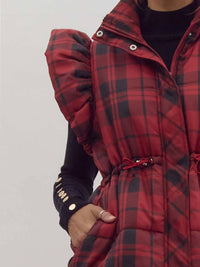 Entro - Plaid Pattern Toggle Waist Puffer Vest