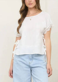 Blu Pepper - Side Tie Lace Trim Top