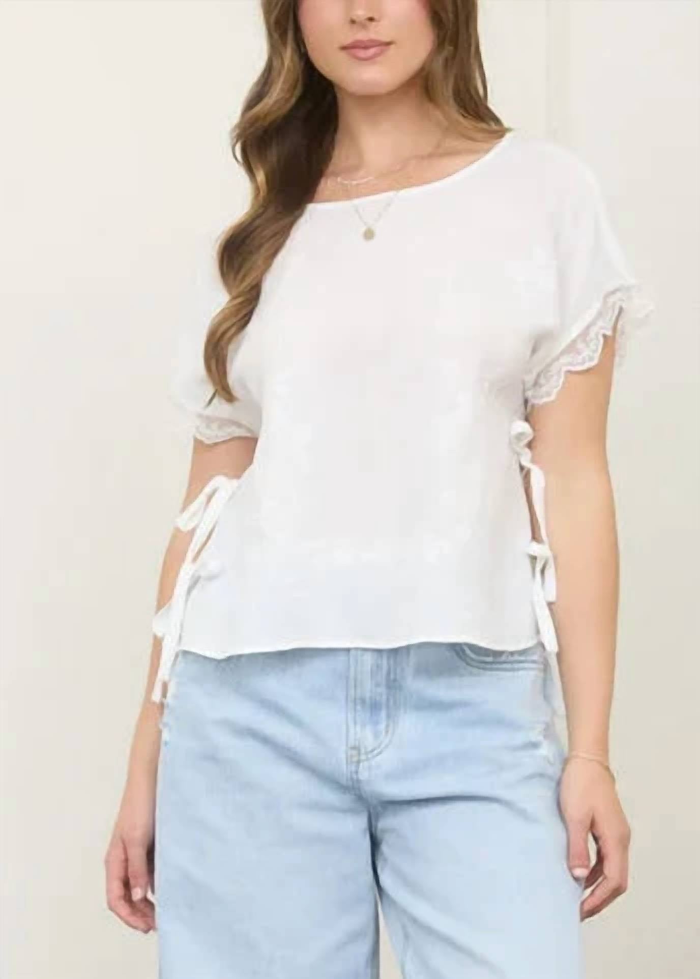 Blu Pepper - Side Tie Lace Trim Top