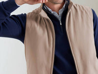 PETER MILLAR Bleecker Vest in biscotti - men's jacket - detail view