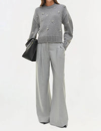 SIMKHAI Coraline Crewneck Sweater in heather grey - women's sweater
