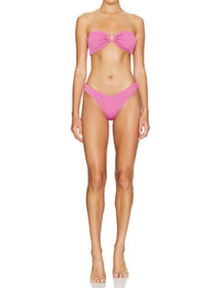 WE WORE WHAT Delilah Bikini Bottom in bubblegum pink - women's swimwear - alternate view