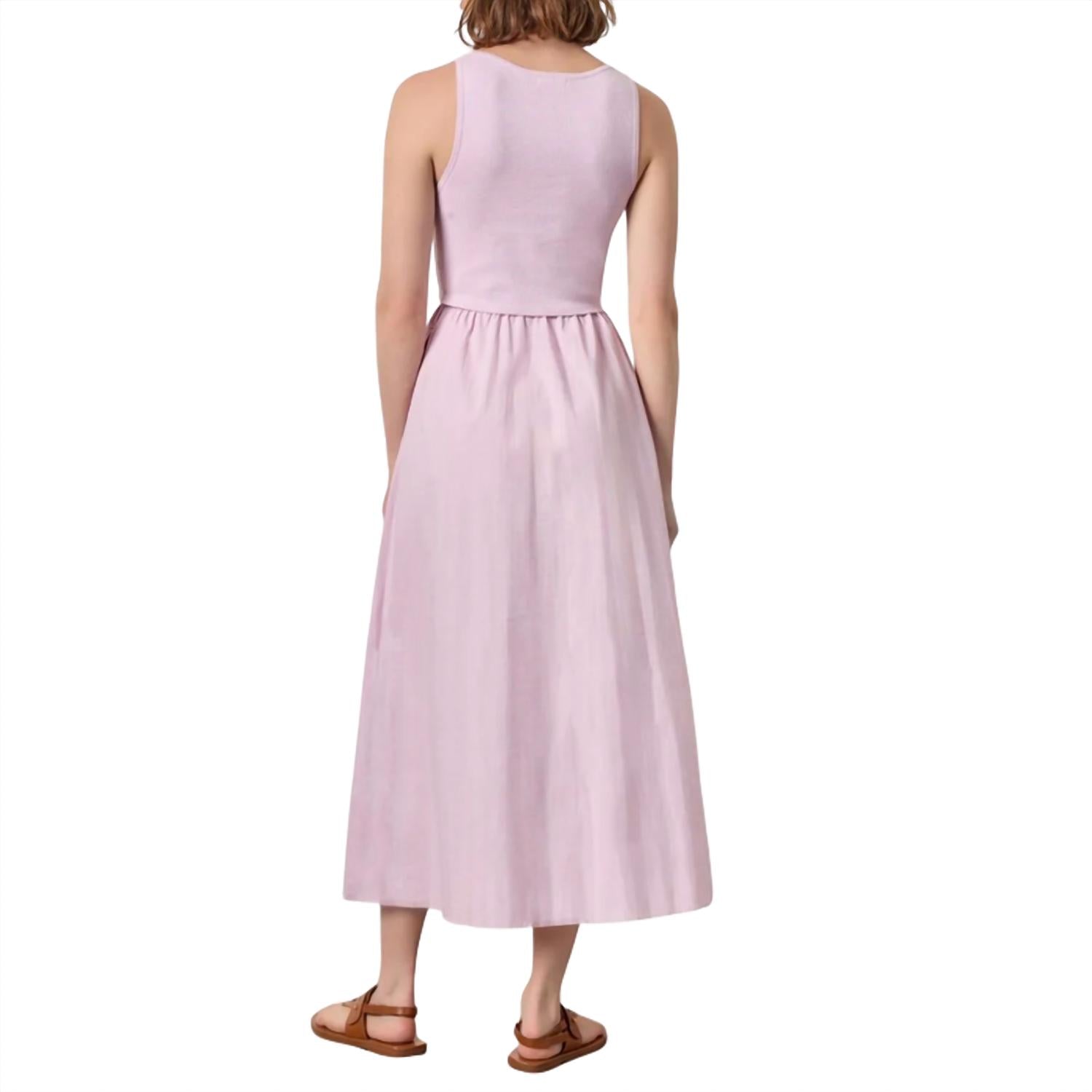 Lilla P - Mixed Media Scoop Neck Midi Dress