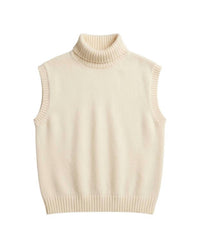PINCH Women's Oversized Knit Turtleneck Vest Top in cream - women's jacket