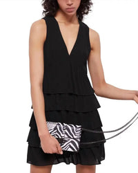 THE KOOPLES Sleeveless Tiered Babydoll Dress in black - women's dress - alternate view
