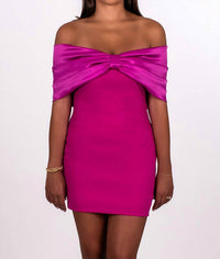 Hyfve - OFF SHOULDER OVERSIZED BOW DRESS