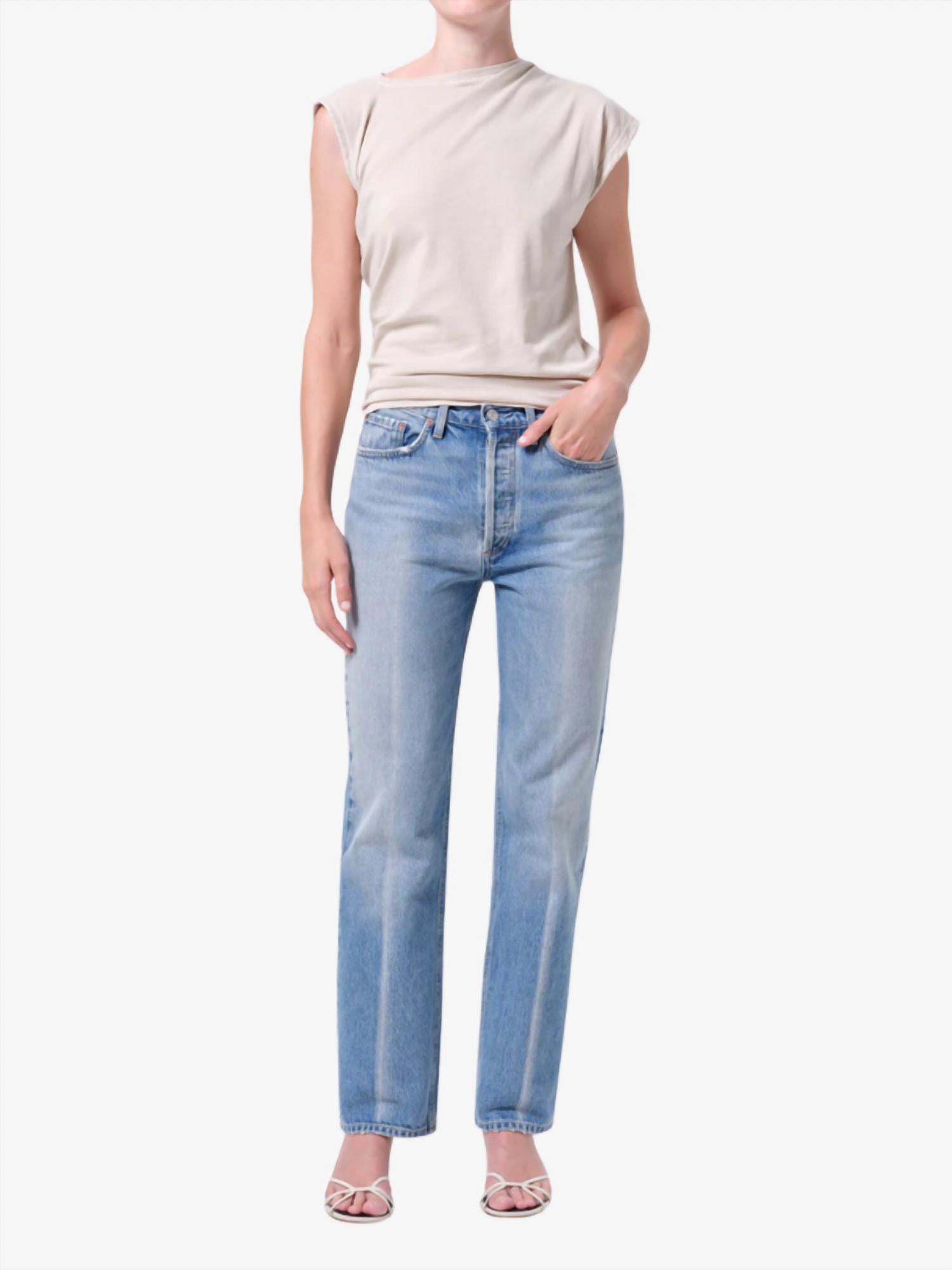 AGOLDE Lana Relaxed Straight Jean in brink - women's jeans - detail view