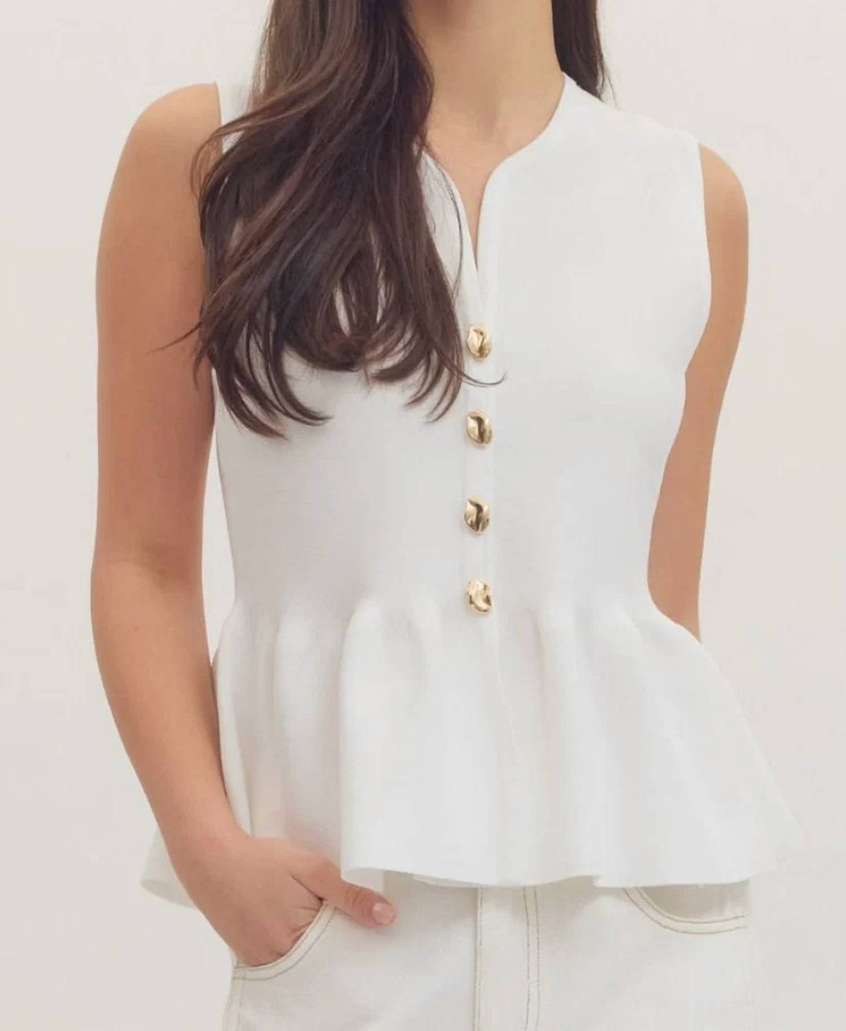 Entro - V-neck Peplum Top