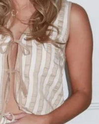 Line And Dot - Kamari Tie Detailed Top