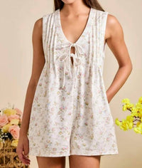 Main Strip - Floral Tie Front Sleeveless Romper