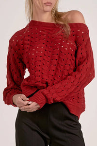 Elan - Wide Neck Open Knit Sweater