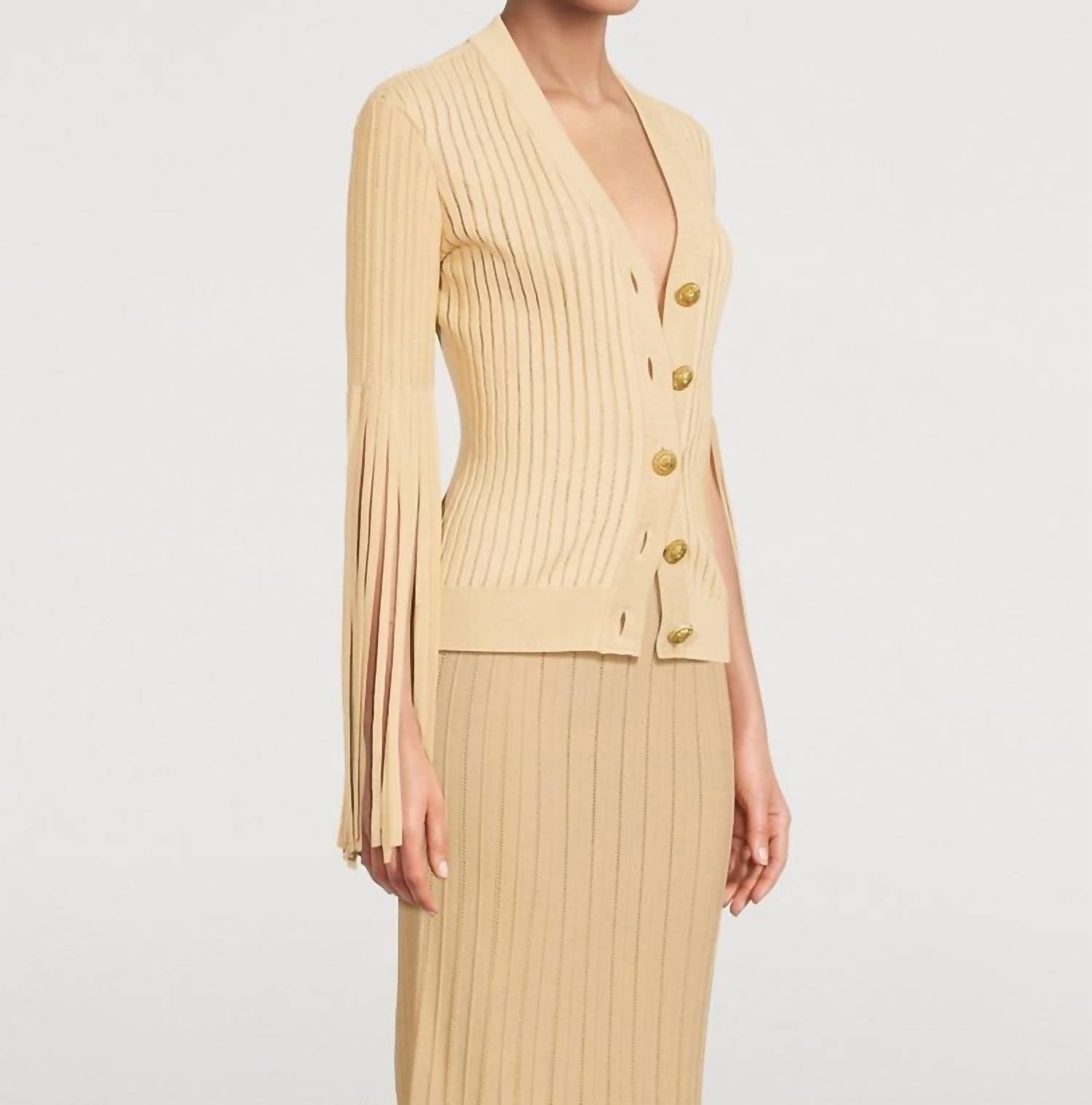 Balmain - Fringed Sleeve V Neck Cardigan