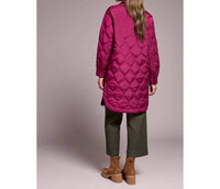 TRIBAL Long Quilted Jacket in plum wine - women's jacket - alternate view