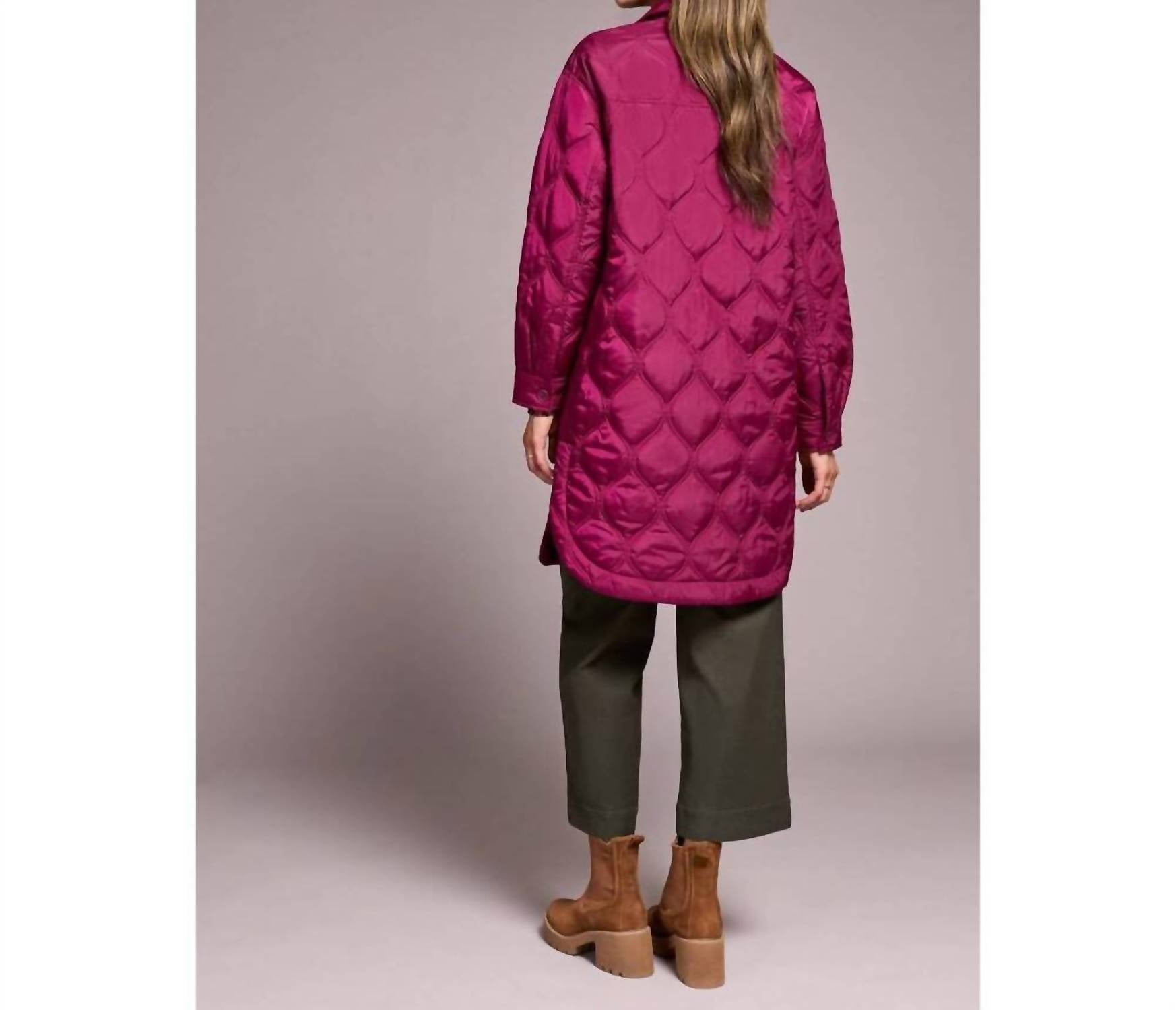 TRIBAL Long Quilted Jacket in plum wine - women's jacket - alternate view