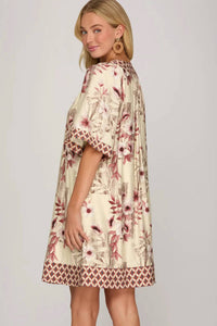 She + Sky - Dusty Rose Bell Sleeve Dress