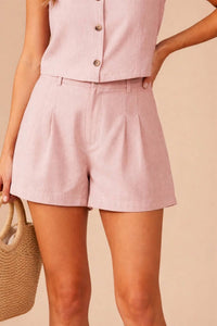 Kld. Signature - Faux Suede Pleated Front Shorts