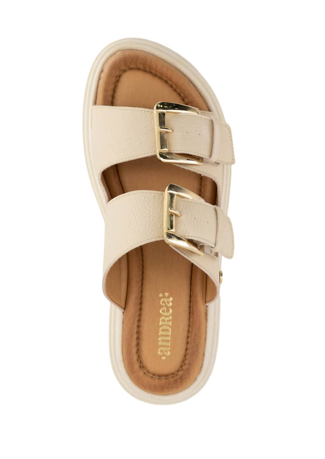 Andrea Women's Buckle Closure Sandal in beige - women's sandal - alternate view