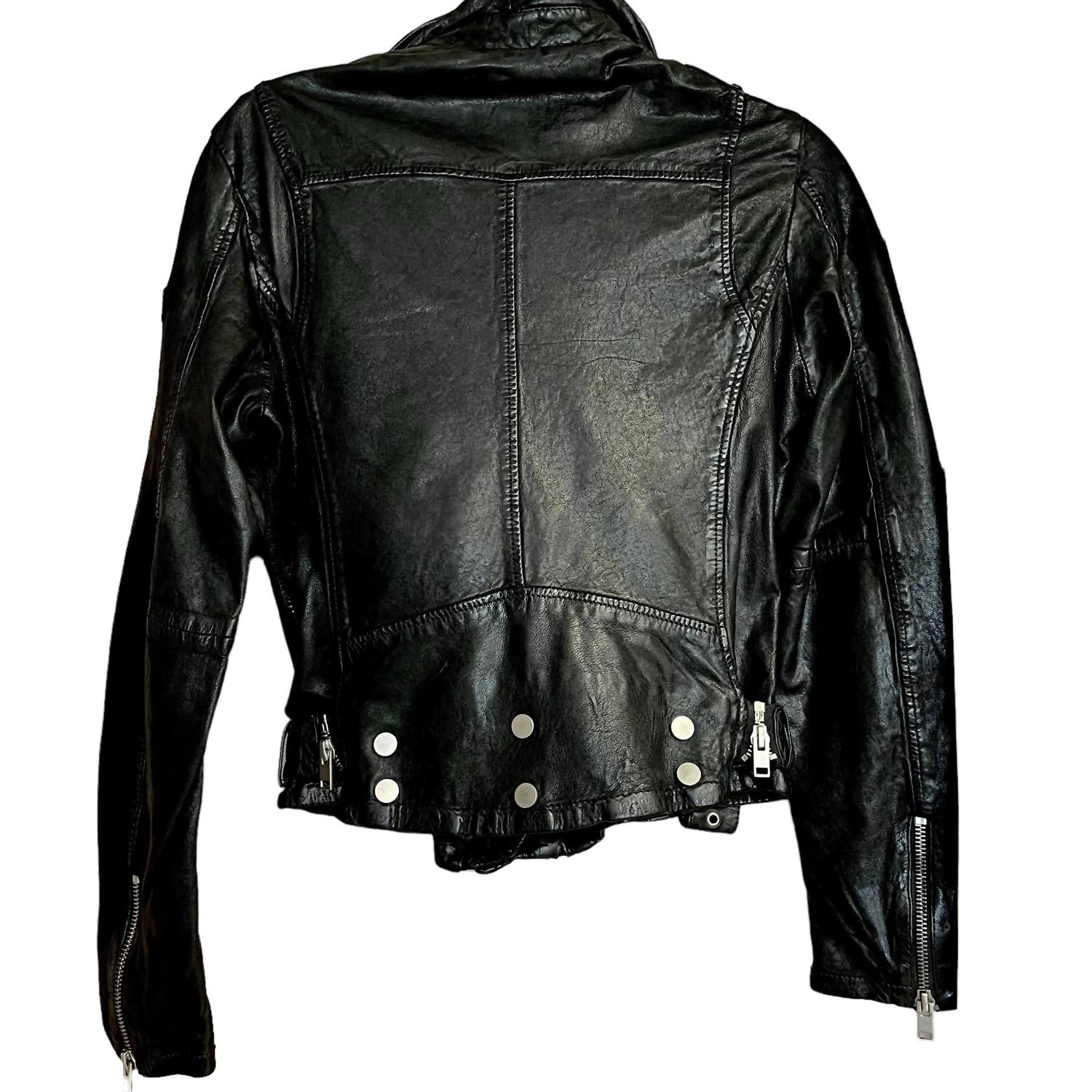 MAURITIUS Genuine Leather Biker Jacket in black - women's jacket - alternate view
