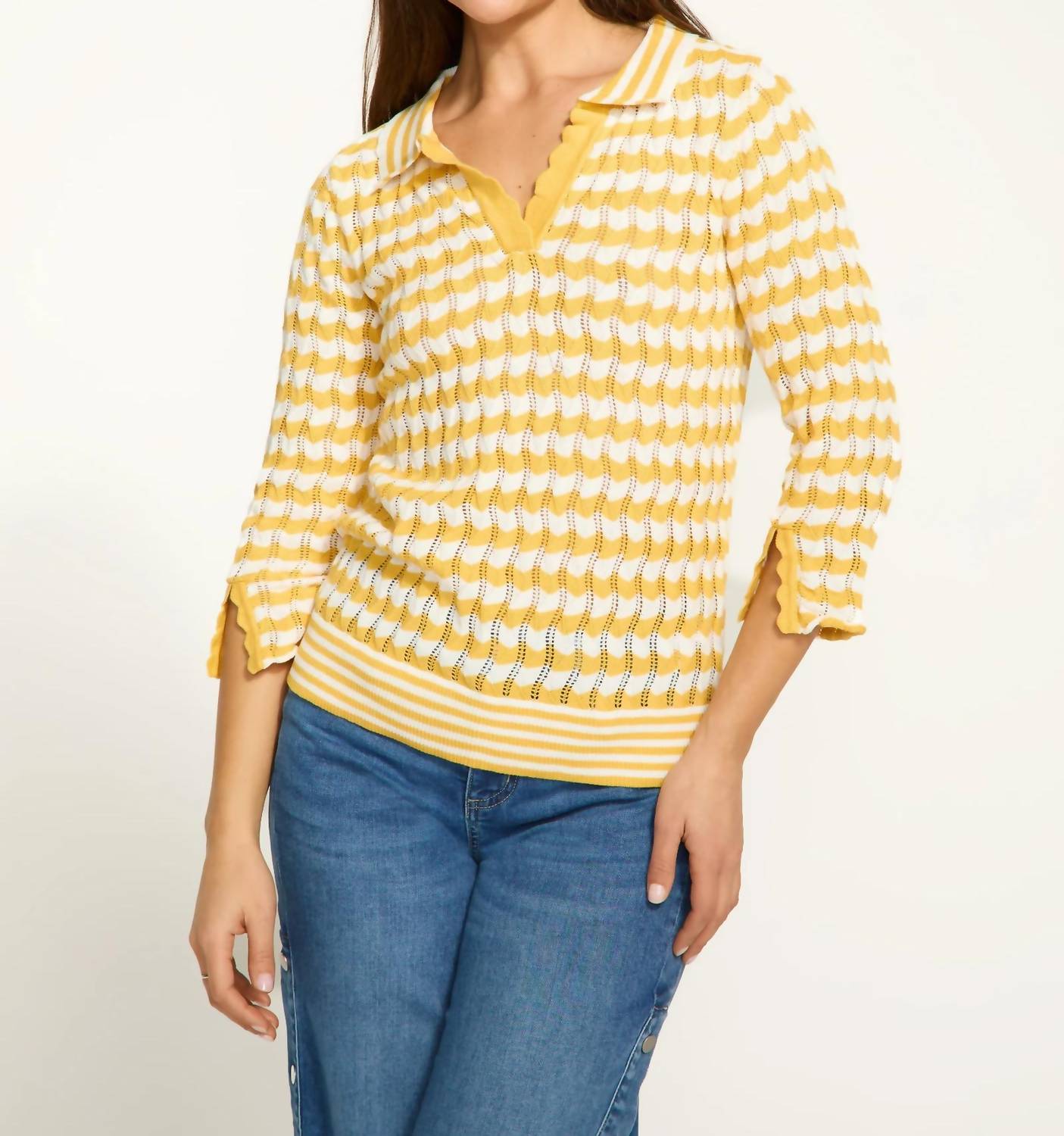 Fdj - 3/4 Sleeve Polo Sweater
