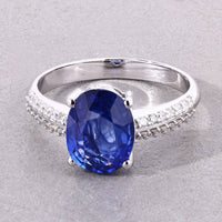 Diana M Jewels Women's Oval Natural Sapphire Fashion Ring (2.48 Ct) - Classic Plus in 18k white gold - women's jewelry - detail view
