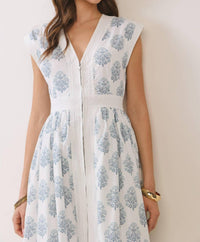 Tcec - Floral Print Zipper Front Midi Dress