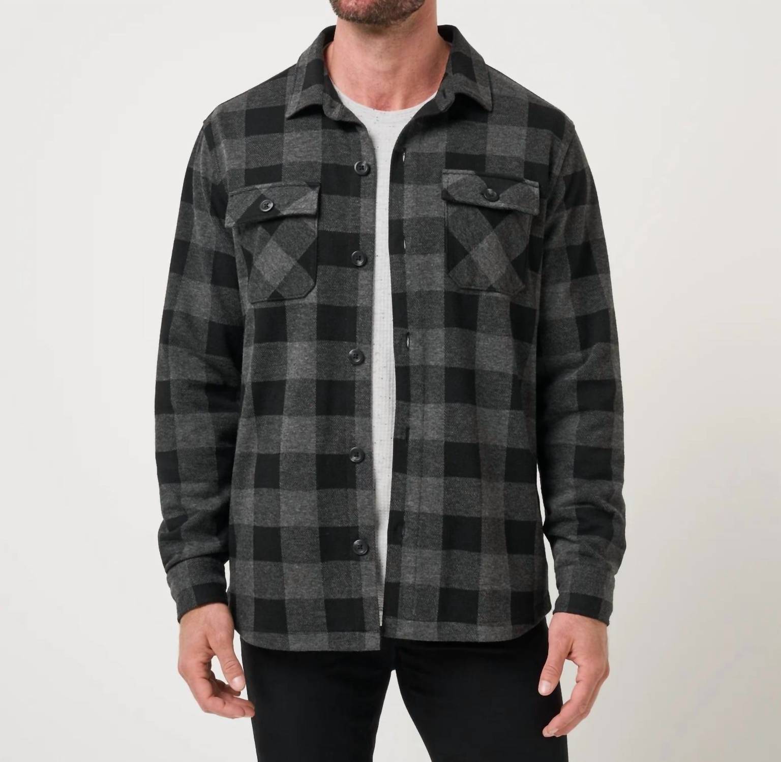 TravisMathew Return Flight Jacket in black grey - men's shirt