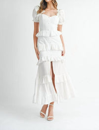 Mable - Button Ruffle Tiered Maxi Dress