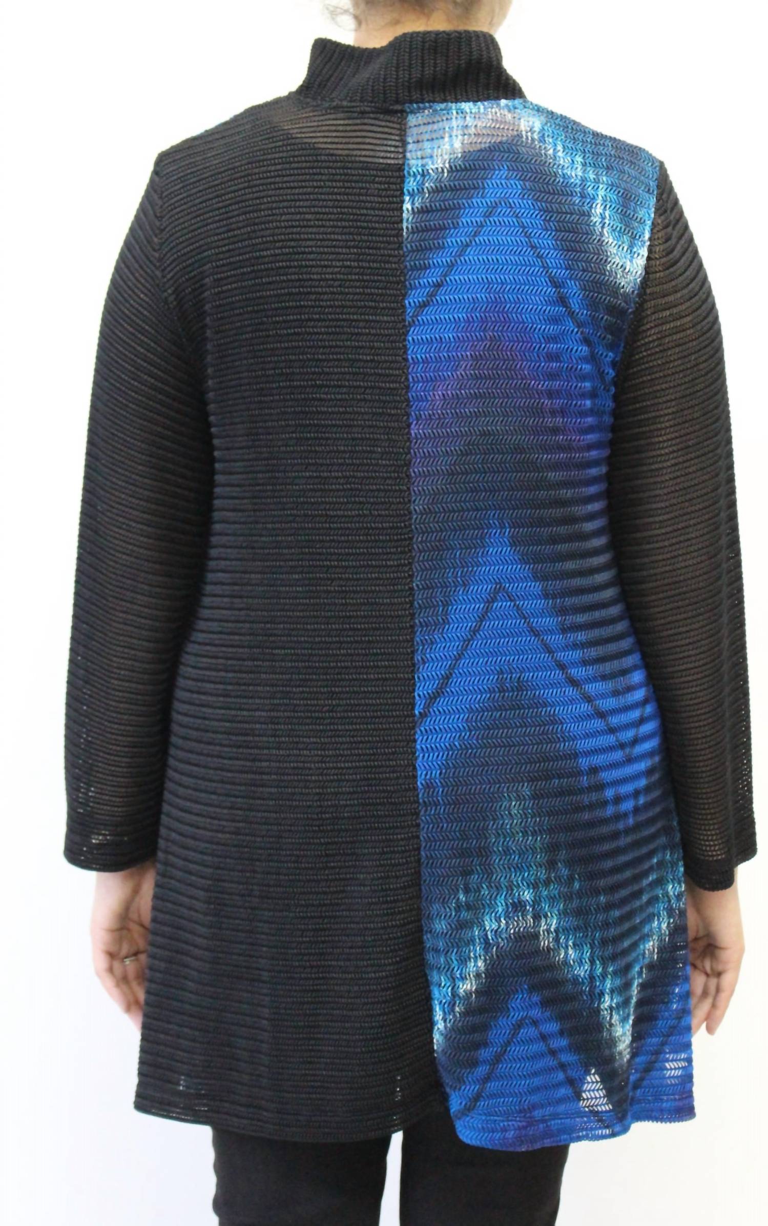 Aris A. - Mandarin Loose Weave Knit Jacket - PLUS