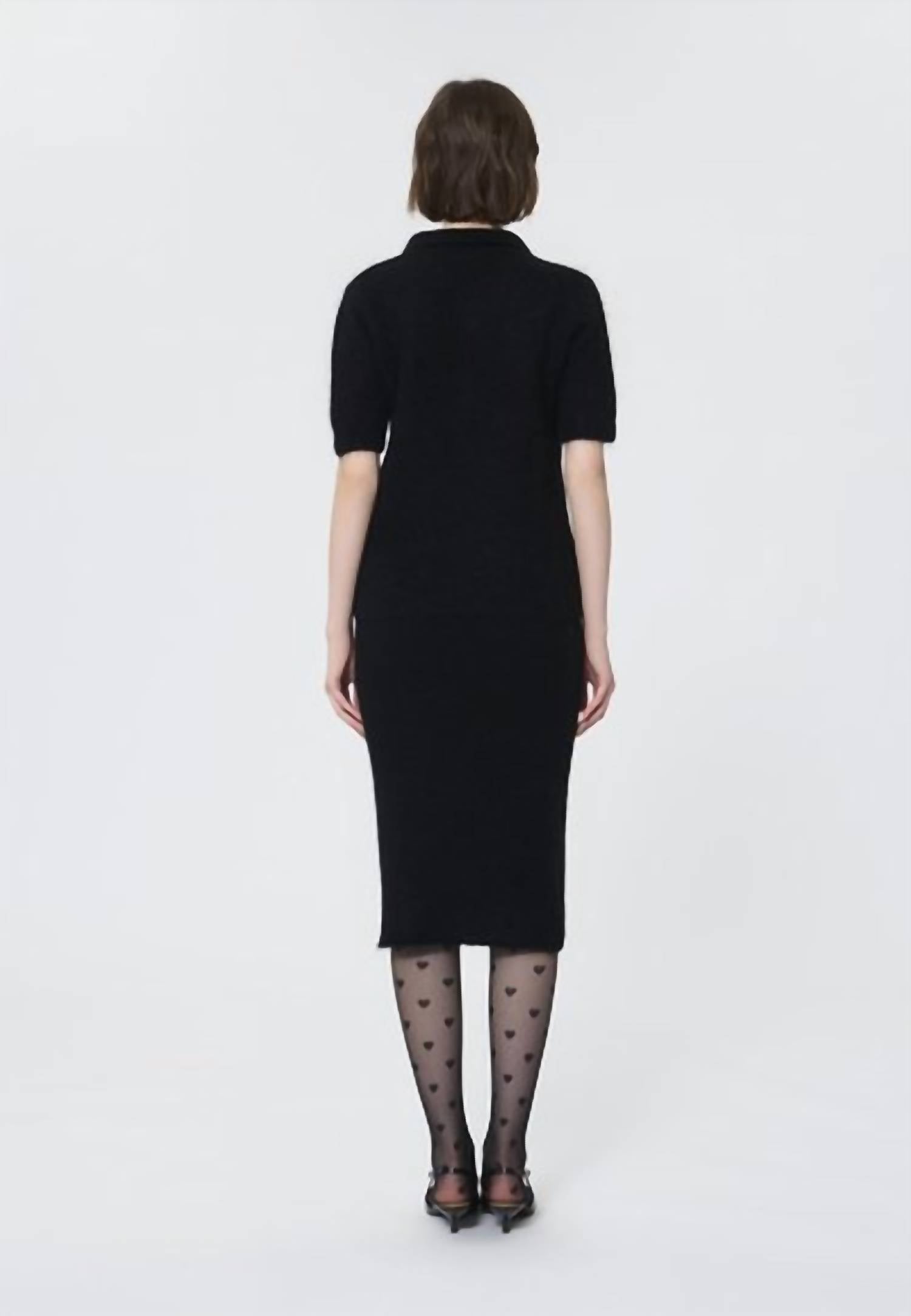 TARA JARMON Paulino Polo Shirt in black noir - women's blouse - detail view