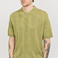 NN07 Thor Short Sleeve Cardigan in evergreen - men's sweater - detail view