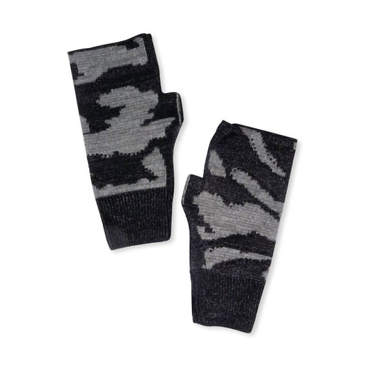 Haute Shore - Women's Camo Fingerless Gloves With Crystals