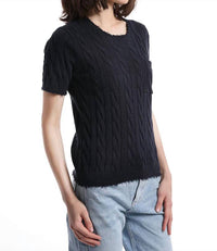 Minnie Rose - Cotton Frayed Cable Tee