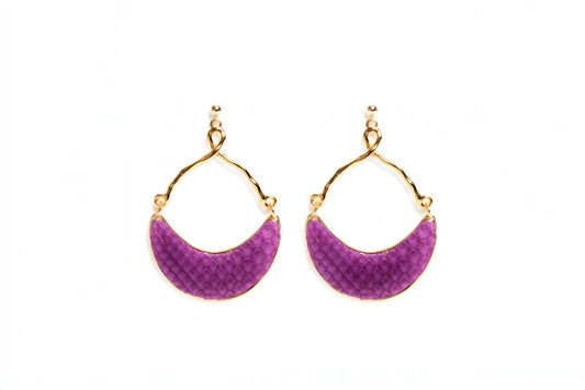 Avenue Chic - Women's Half Moon Python Earrings