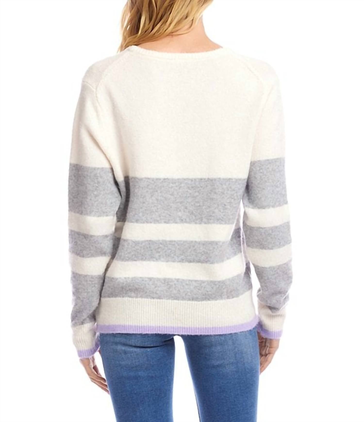 Karen Kane Stripe V-neck Sweater - women's sweater - alternate view