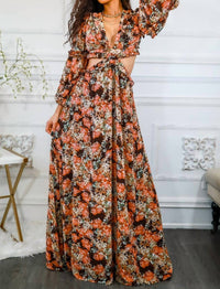 Surelymine - Floral Scent Cut Out Maxi Dress