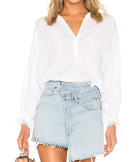 Velvet by Graham & Spencer Jacoba Button Down Top in white - women's blouse