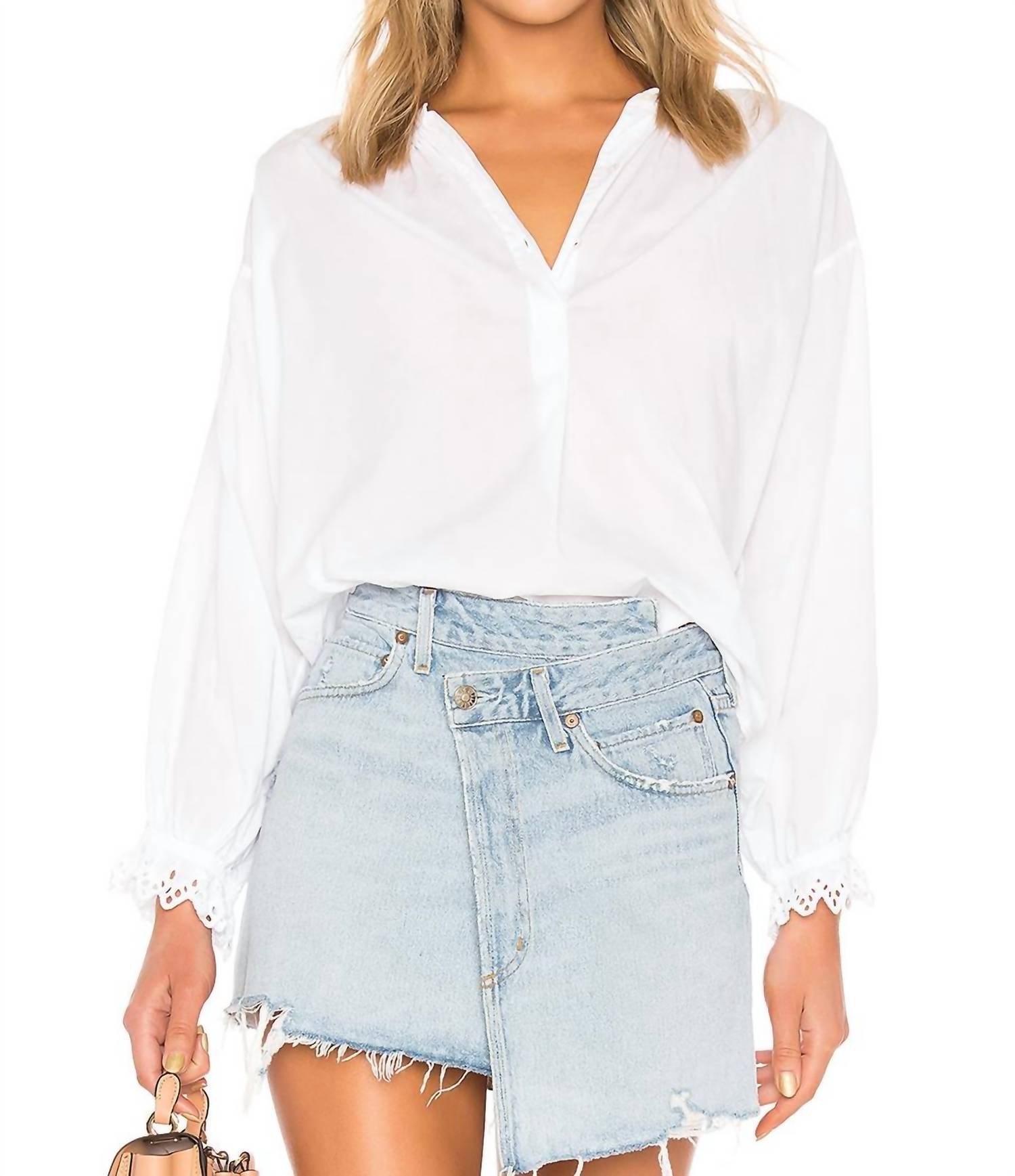 Velvet by Graham & Spencer Jacoba Button Down Top in white - women's blouse