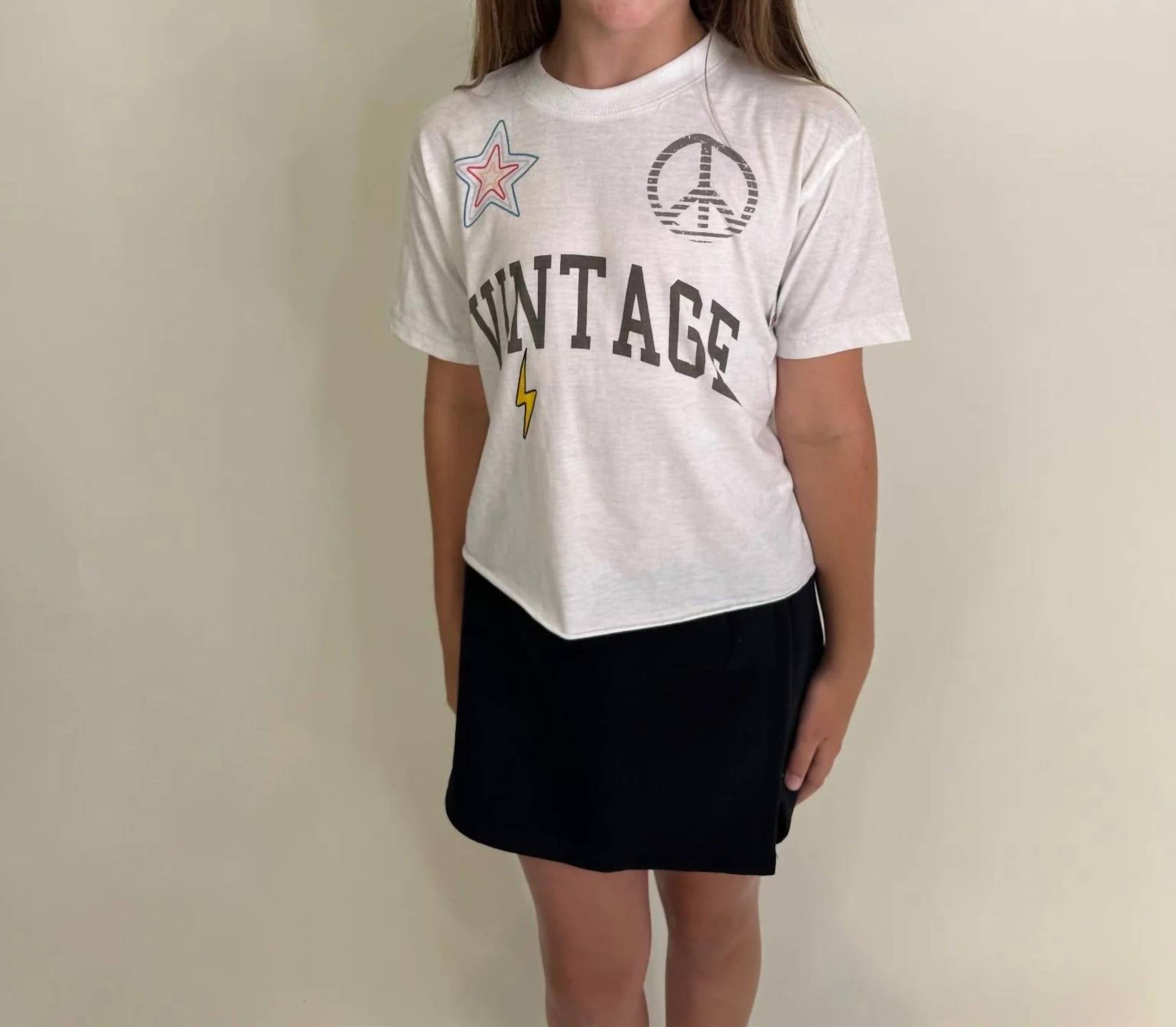 Vintage Havana Girls Icon Tee in white - kids' t-shirt