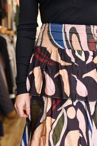 Aylaya ARTISTIC OIL PAINT SKIRT in navy multi - women's skirt - alternate view