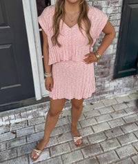 day + moon Cap Sleeve V-neck Sweater Skirt Set in baby pink - women's skirt - view 4