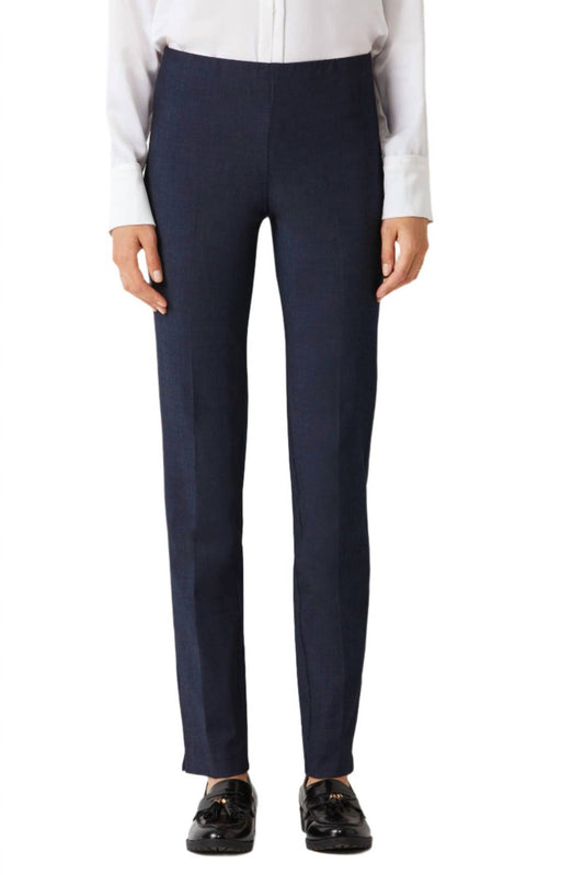Ecru - Mid Waist Solid Stretch Crepe Pant