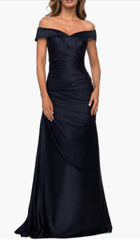 La Femme - Off The Shoulder Satin Evening Dress
